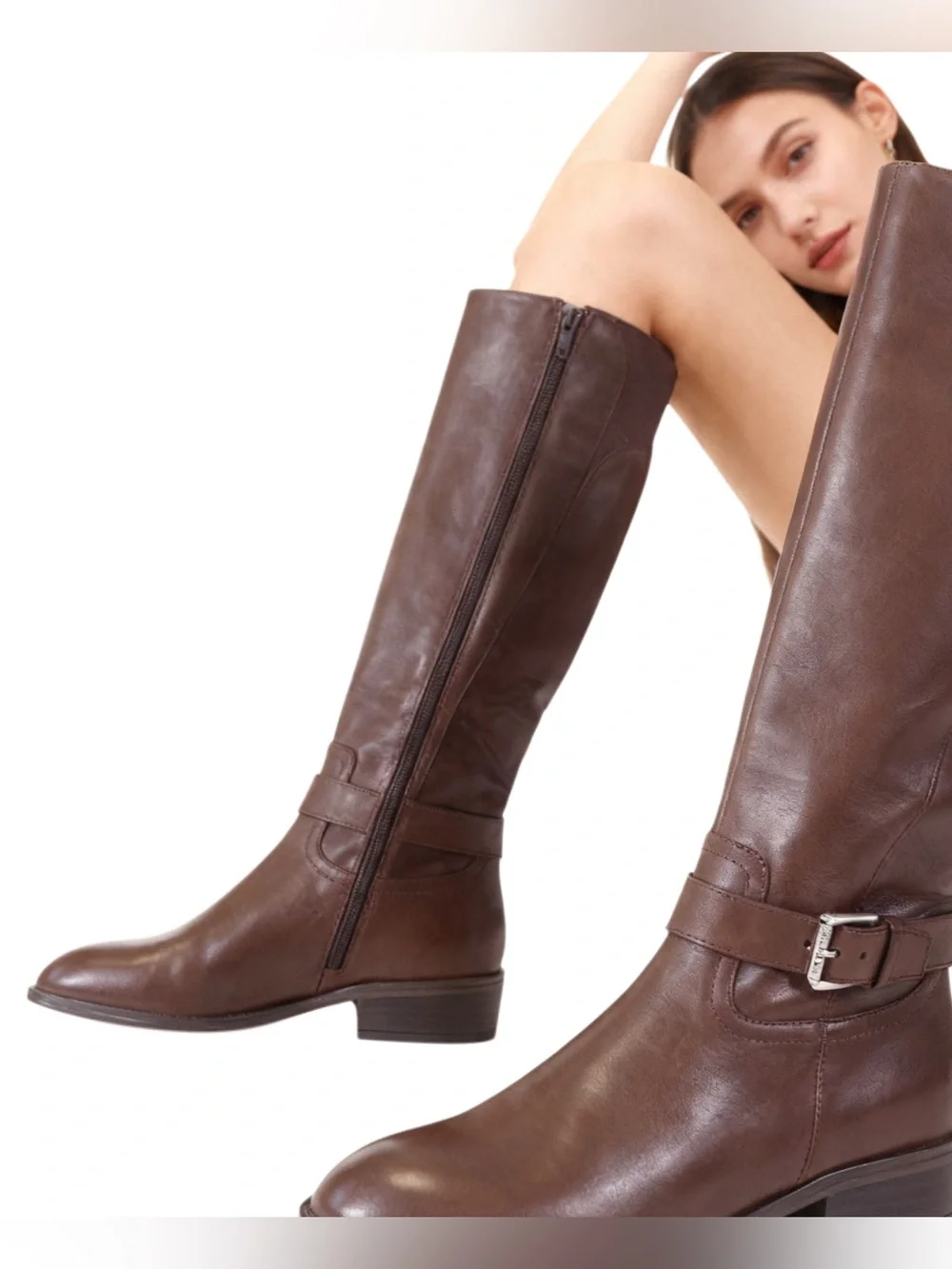 NEW LAUREN RALPH LAUREN Dark Brown Leather Over-the-Knee Riding Boots size 7.5 B